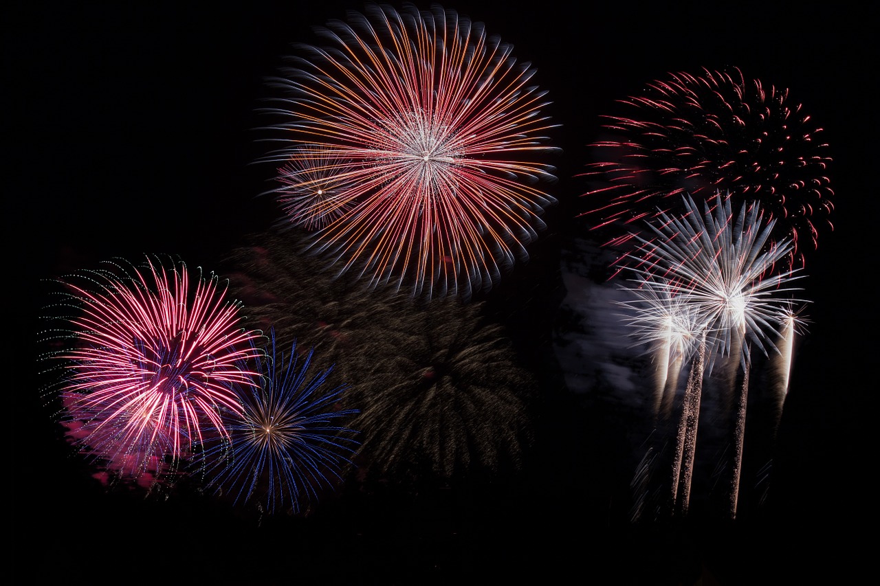 fireworks in dark sky