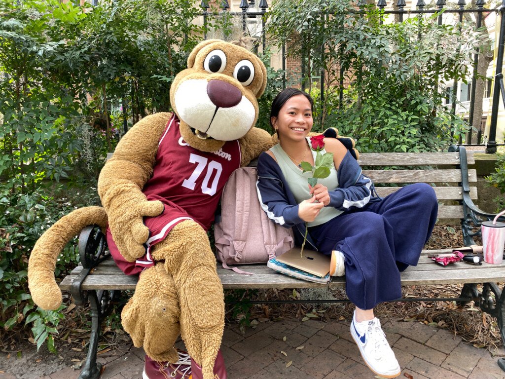 Clyde hands out some love on Valentine's Day at CofC.