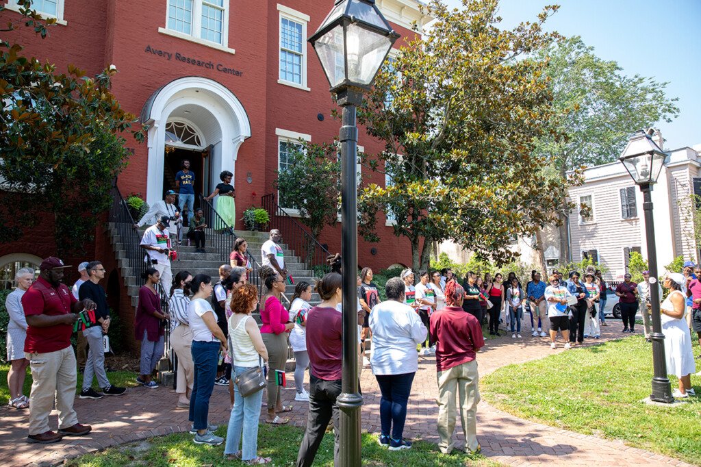 Juneteenth group in front of Avery Research Center