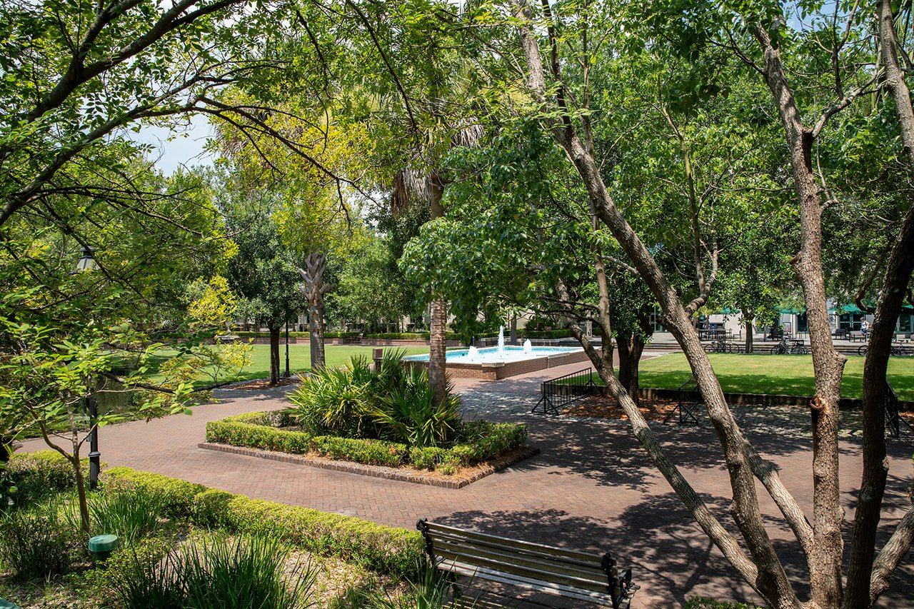 Looking down at fountain in Rivers Green