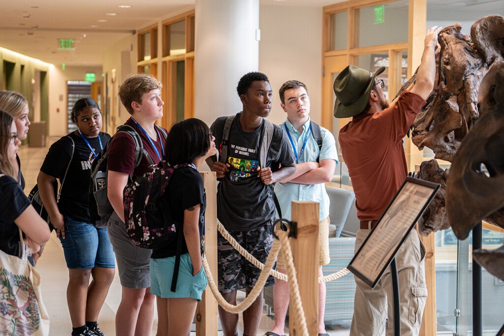 students at STEM Camp learn at the Mace Museum