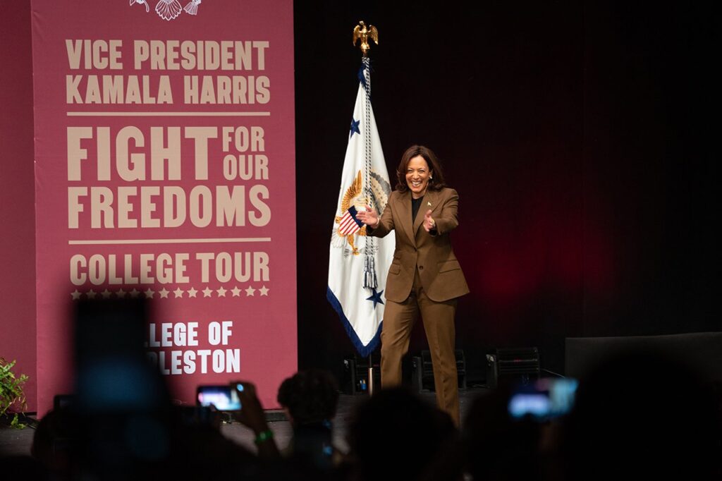 VP Kamala Harris on stage