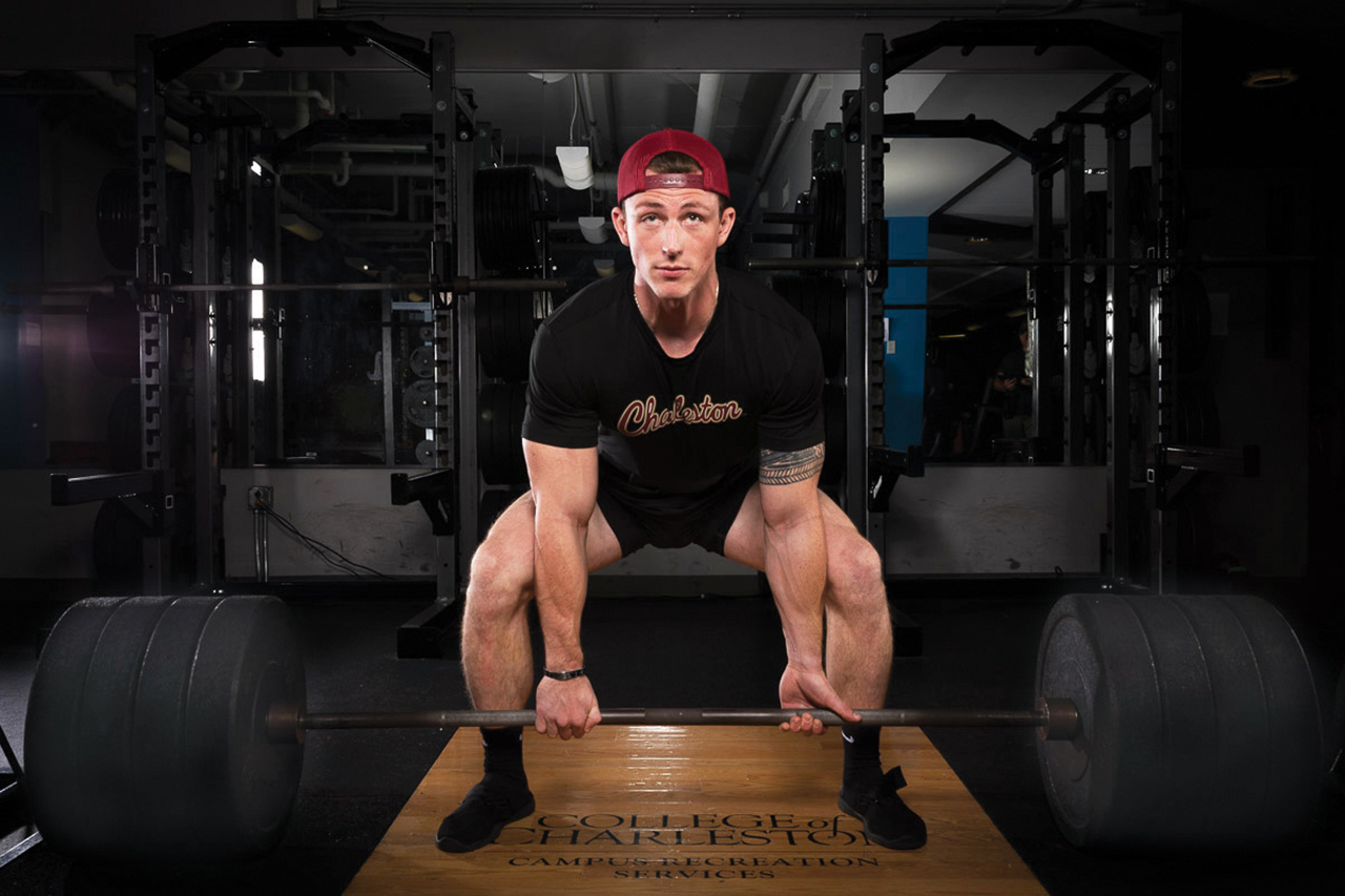 Karson lifts weights