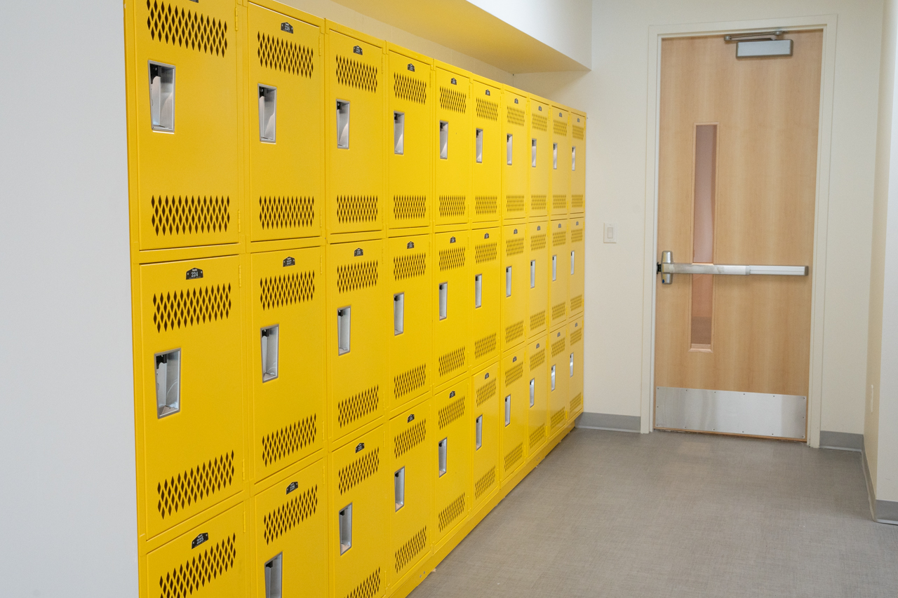 lockers in the new Simons art center