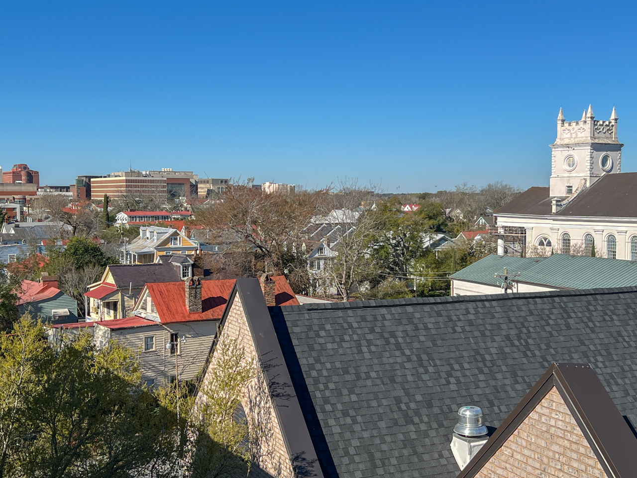 rooftops in Charleston from the top of the Philips St. Garage 