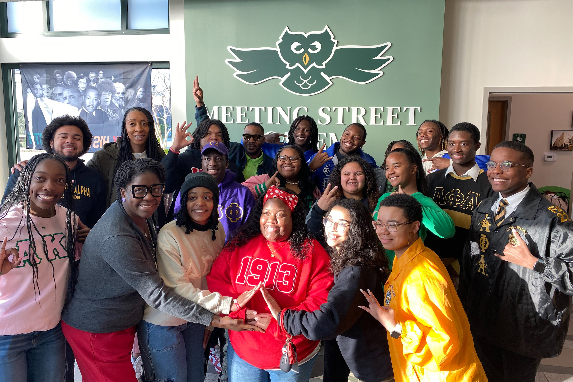 group of NPHC Students gathered at Meeting Street Academy