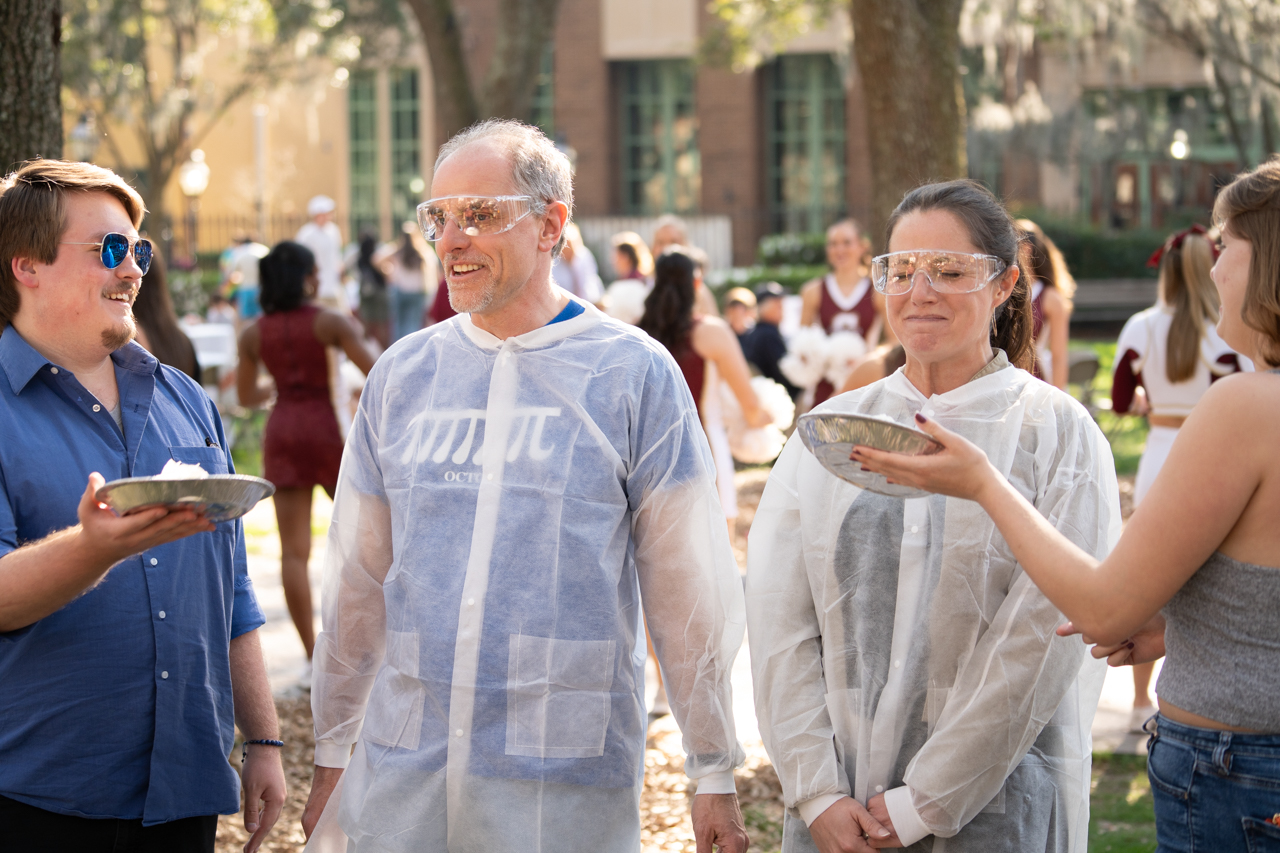 faculty getting pie in face to raise money for CofC day