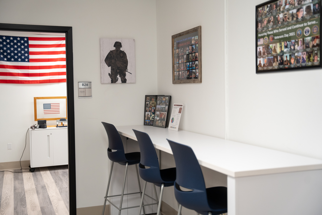 newly designed veteran's lounge on campus 