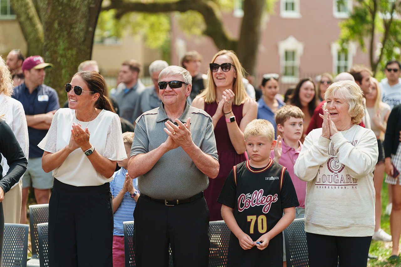 family looks on as Mack Presser is officially welcomed to the college of Charleston 