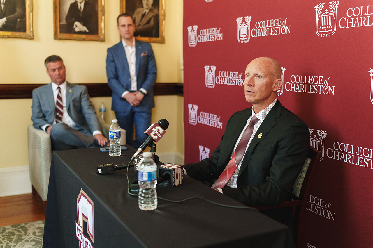 Coach Mack Presser talks with Media about his new role as CofC Mens Basketball Coach 