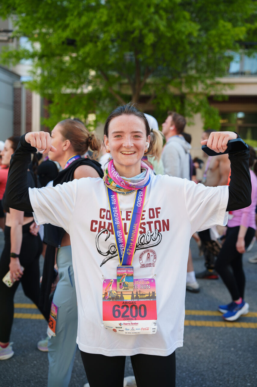 Student finishes the bridge run