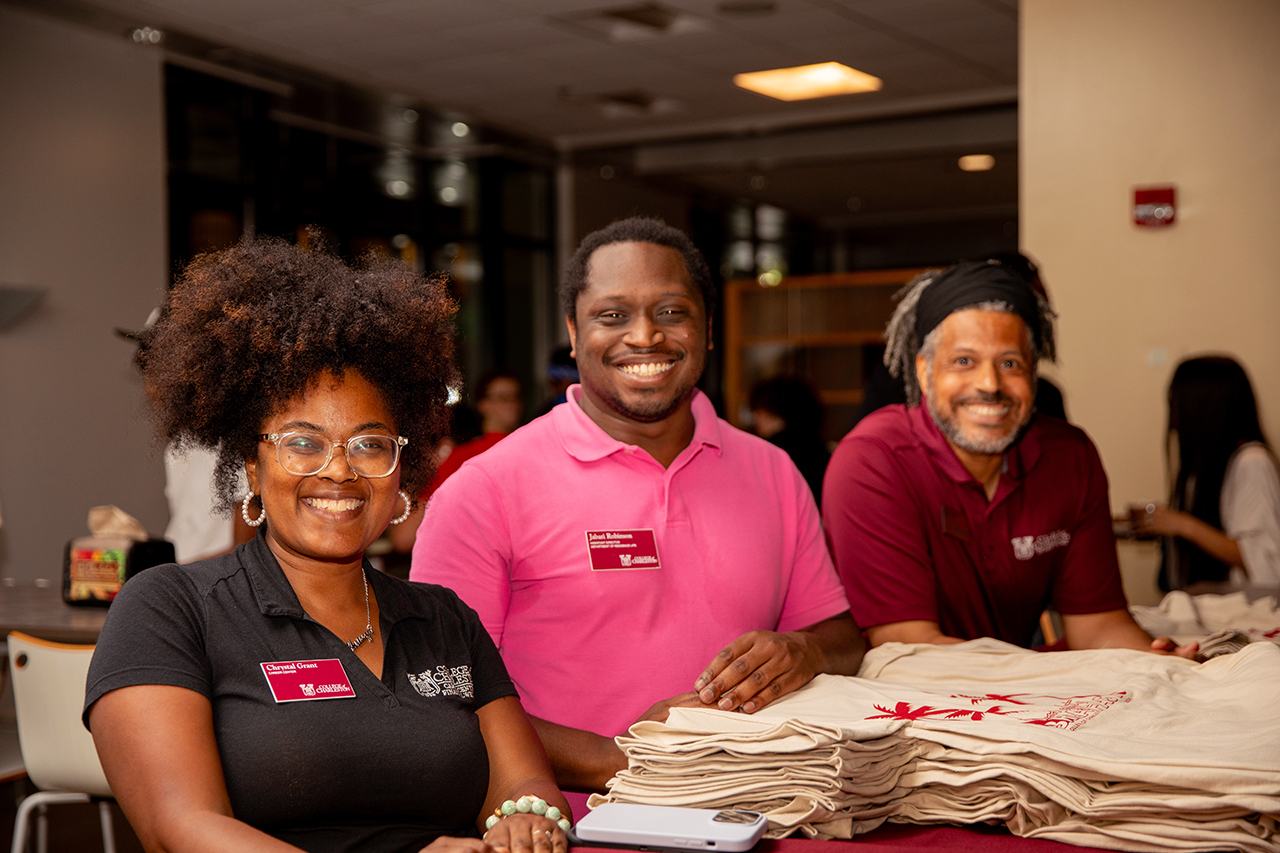 Free shirt station at Moonlight Breakfast.