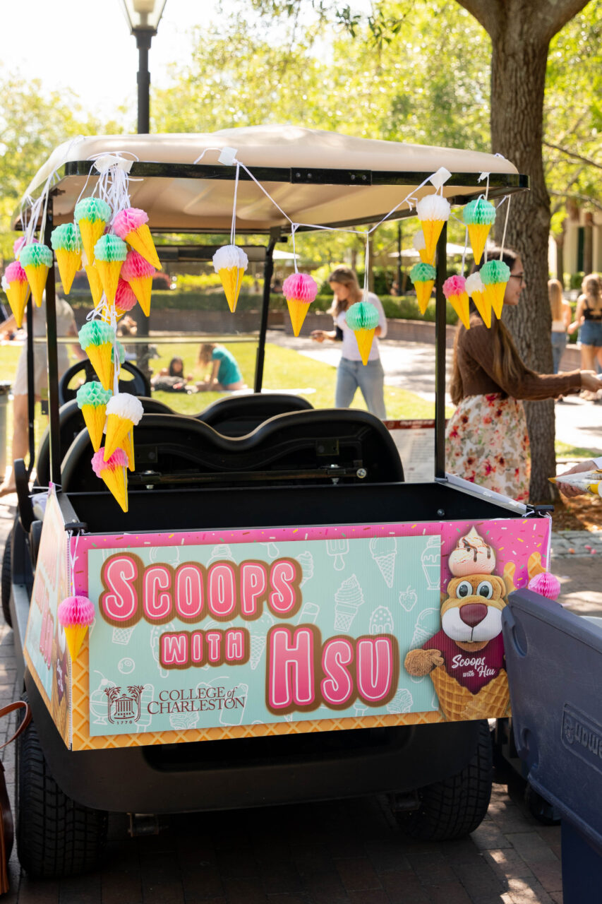 President Hsu giving out free icecream for Scoops with Hsu.