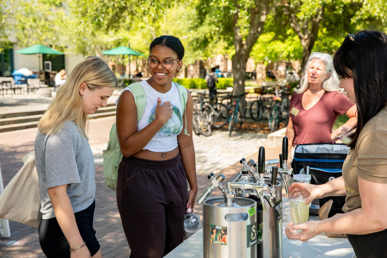 Students receive free specialty handcrafted soda at Soda Popup at Rivers Green.