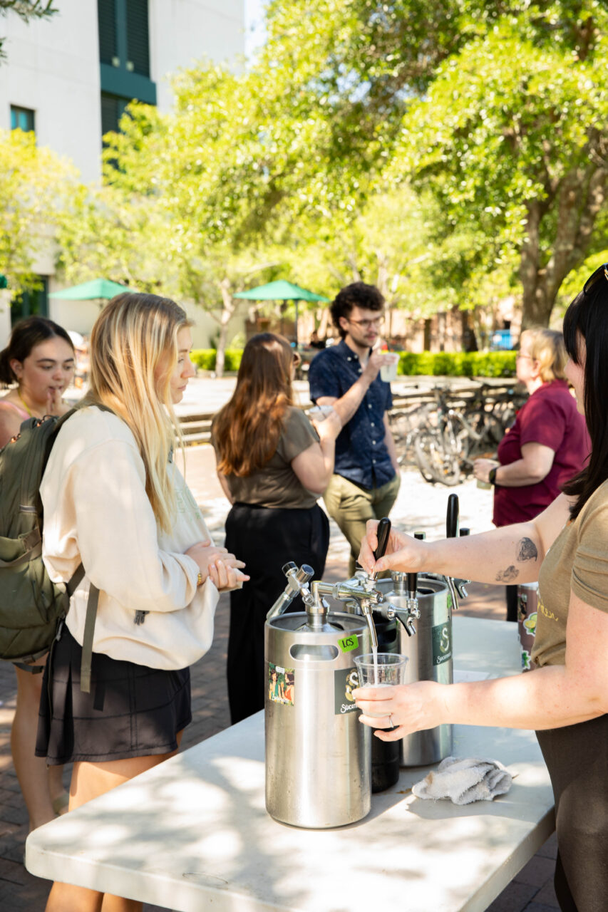 Students receive free specialty handcrafted soda at Soda Popup at Rivers Green.