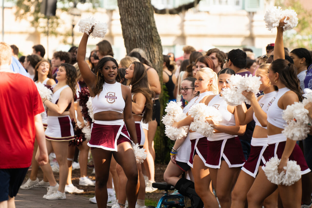 Students gather for convocation in the Cistern Yard 