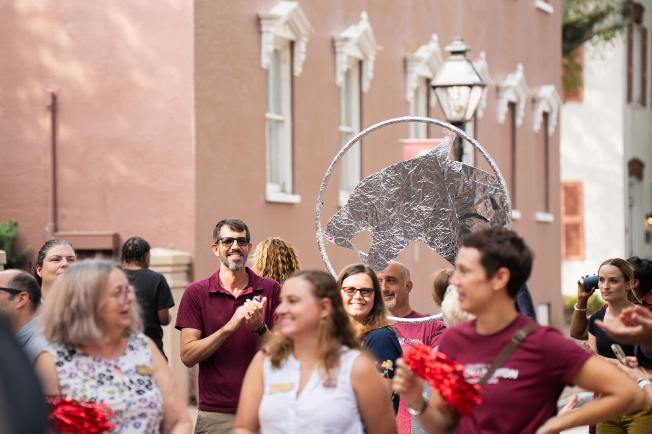 Students gather for convocation in the Cistern Yard