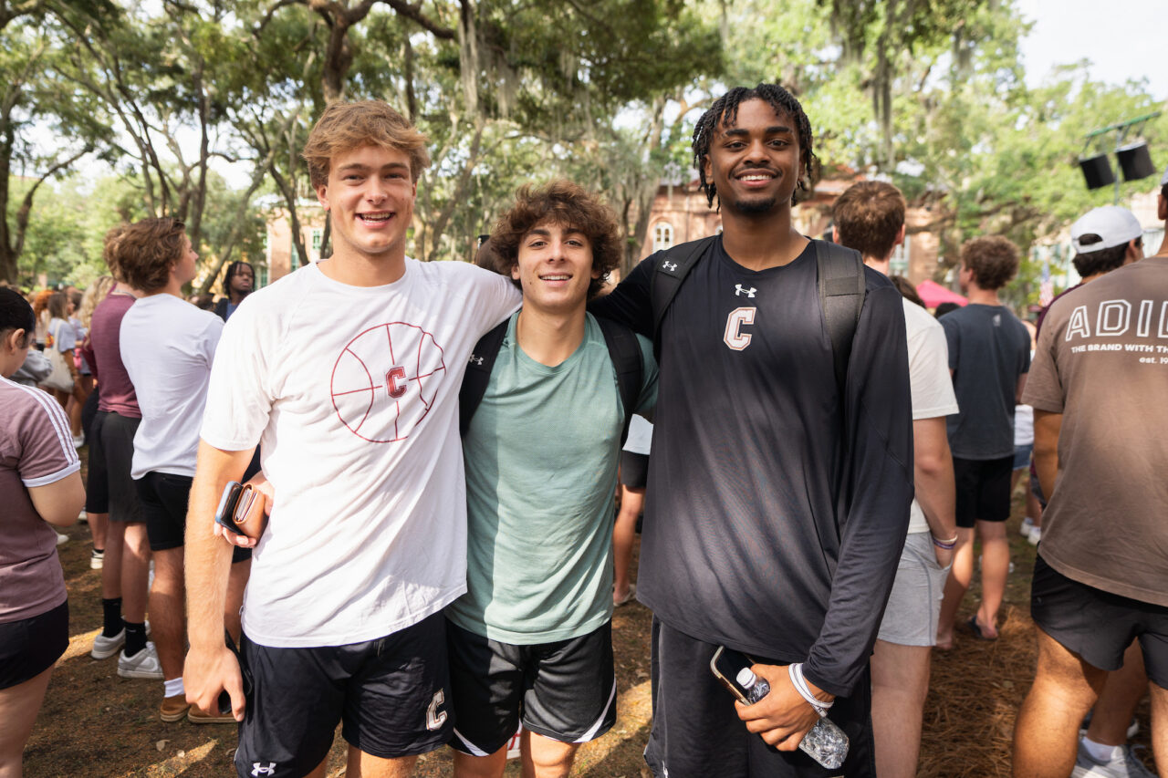 Students gather for convocation in the Cistern Yard