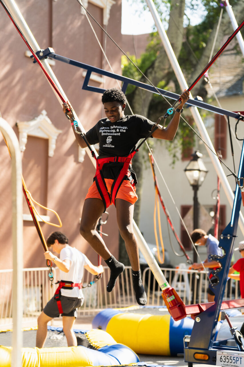 Students celebrate Maroon Mayhem in the Cistern Yard at College of Charleston.