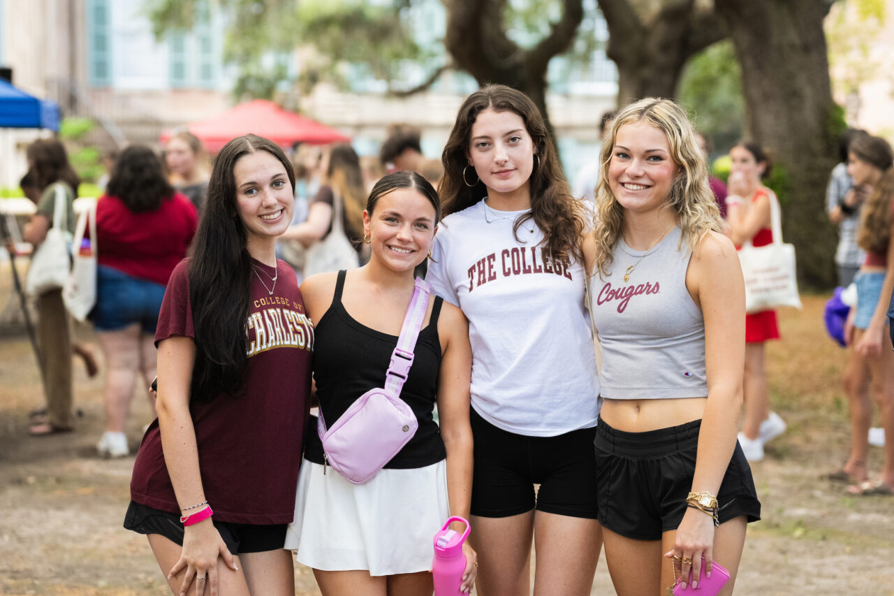 Students celebrate Maroon Mayhem in the Cistern Yard at College of Charleston.