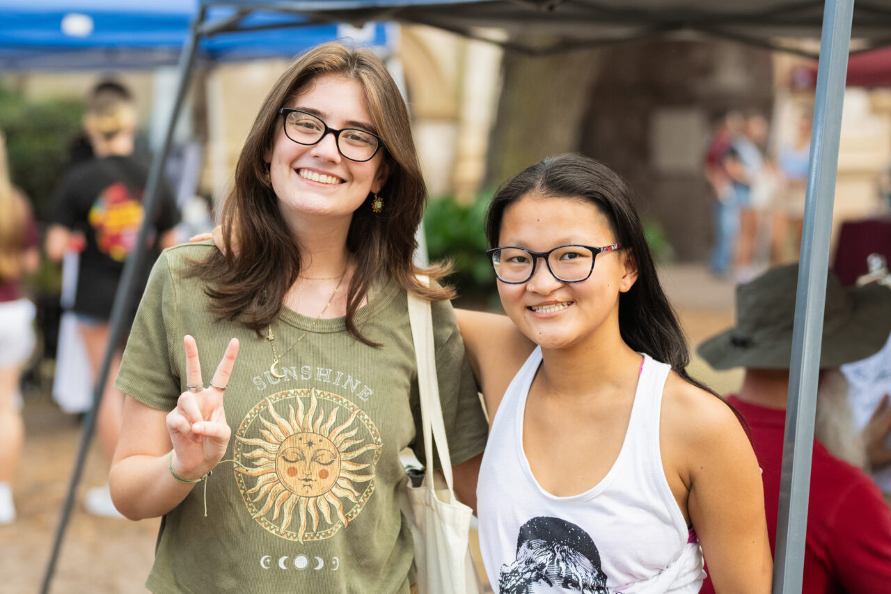 Students celebrate Maroon Mayhem in the Cistern Yard at College of Charleston.