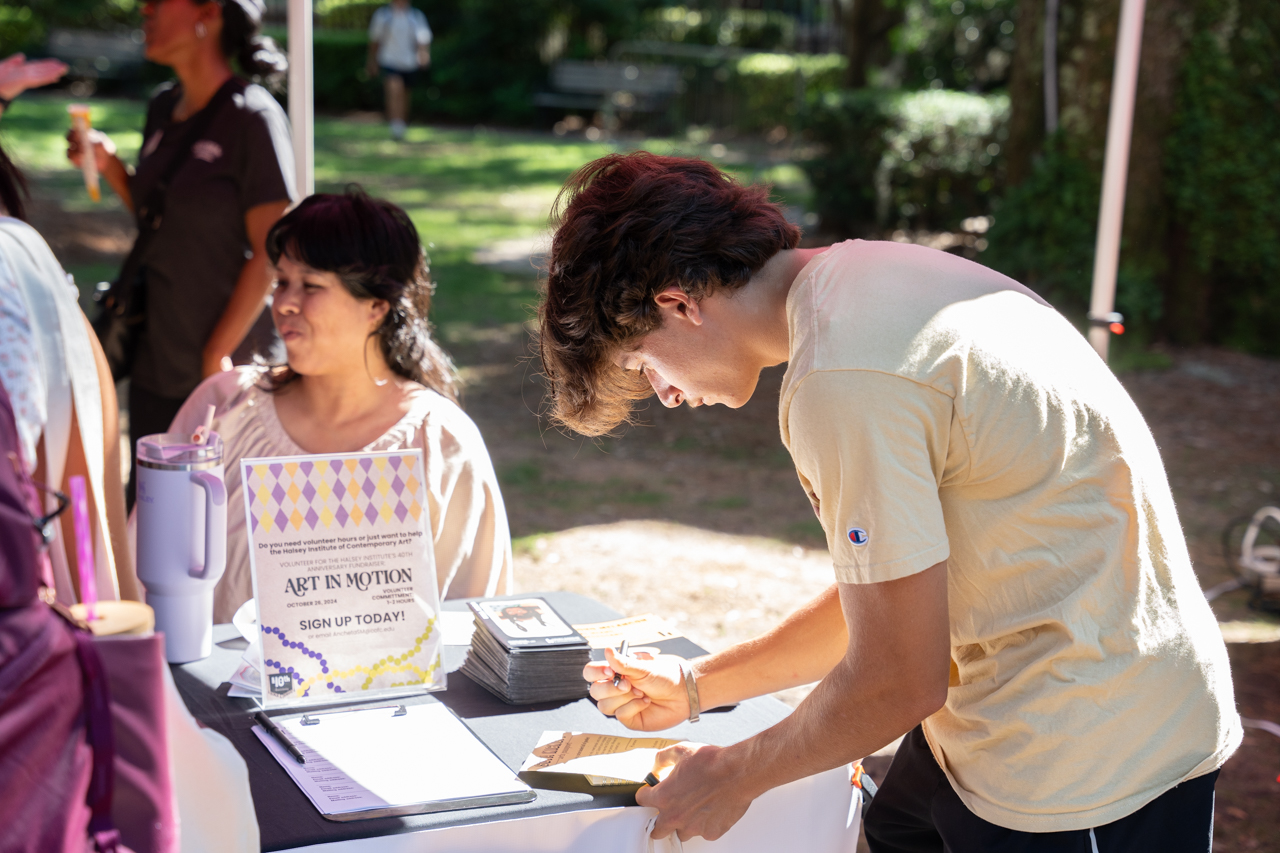 signing up at SOTA Kickoff event in the Cistern Yard