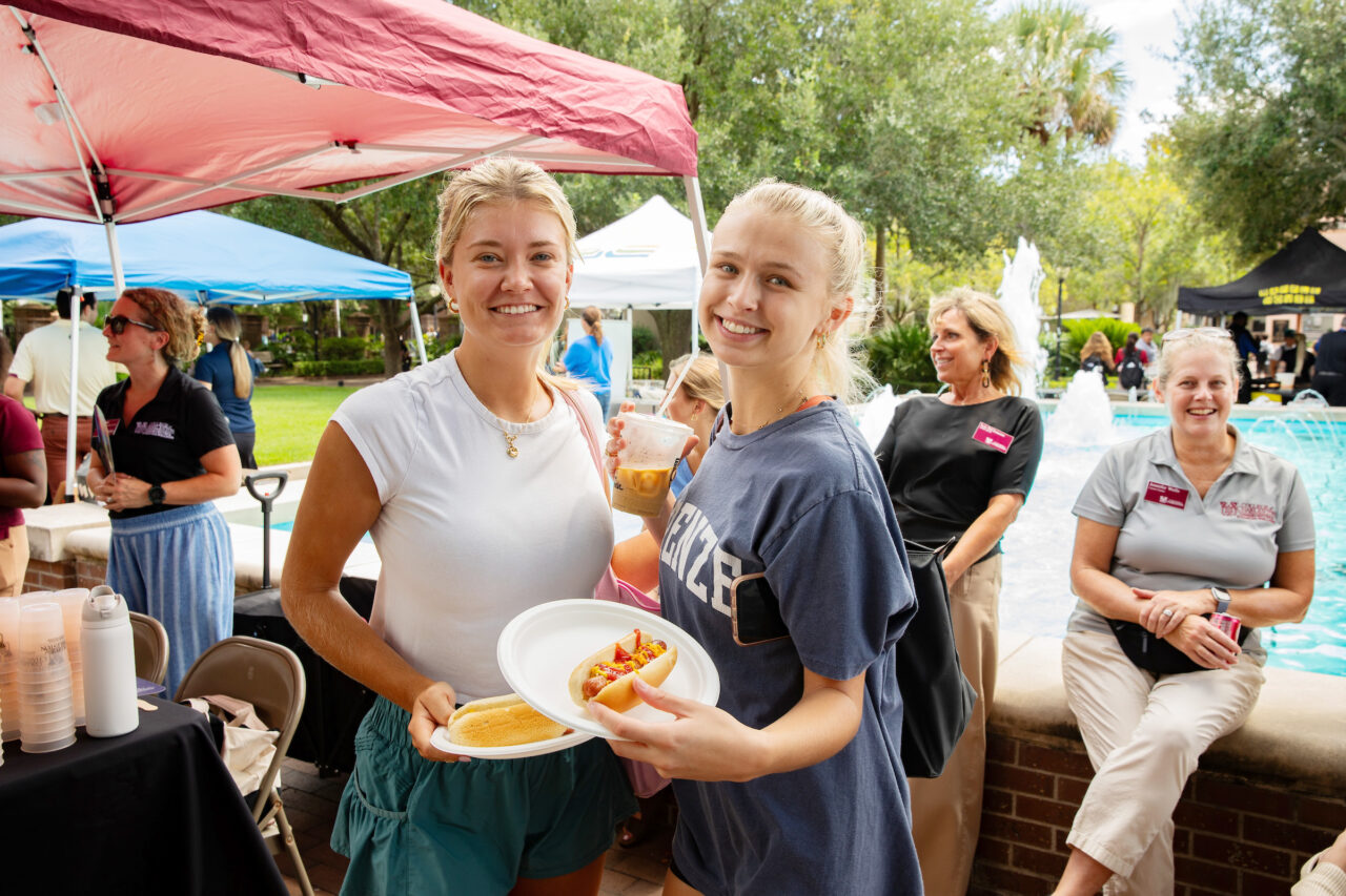 Students receive free food at Careers Cookout in Rivers Green.