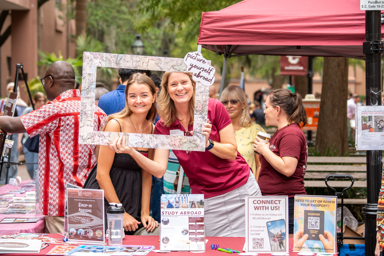 Posing for a photo at the Study Abroad Fair