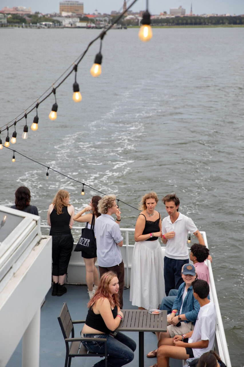 Overhead view of students at CAB Harbor Cruise event.