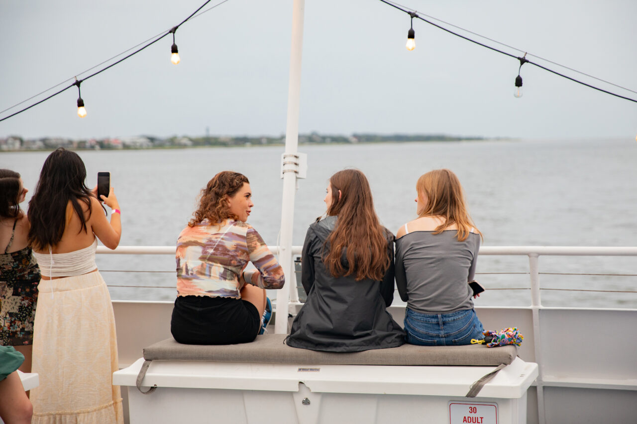 students on boat