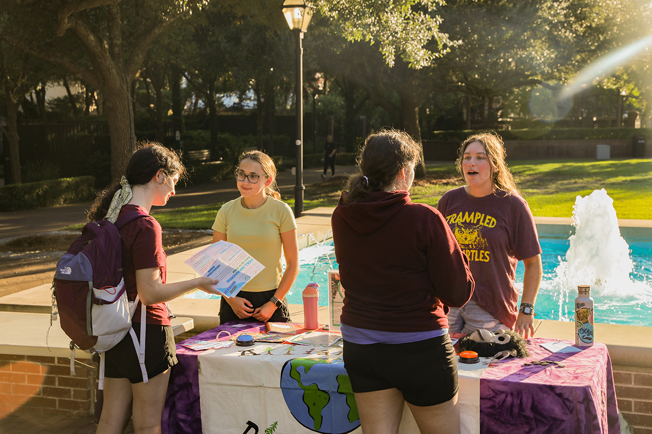 Students visit booths at the Voter Registration Day in Rivers Green.