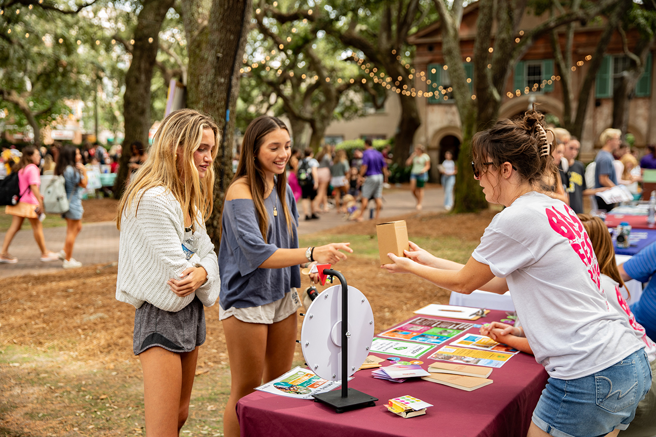 Students visit a variety of booths at the Involvement Fair.