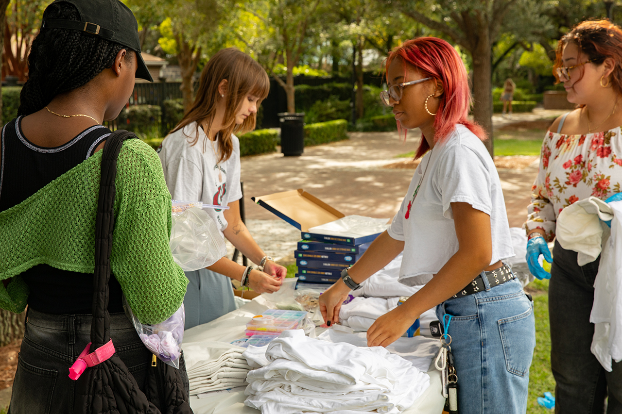 Students attend Tie Dye with Pride in Rivers Green.