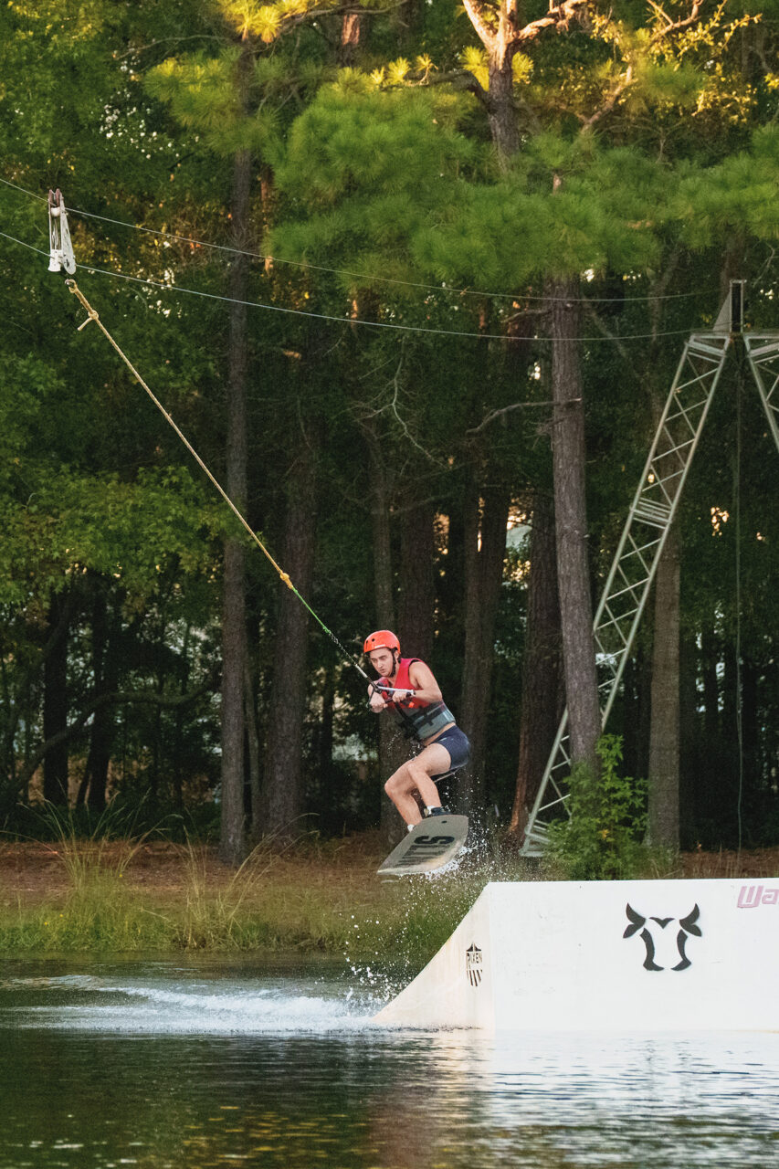 going off a jump at trophy lakes 