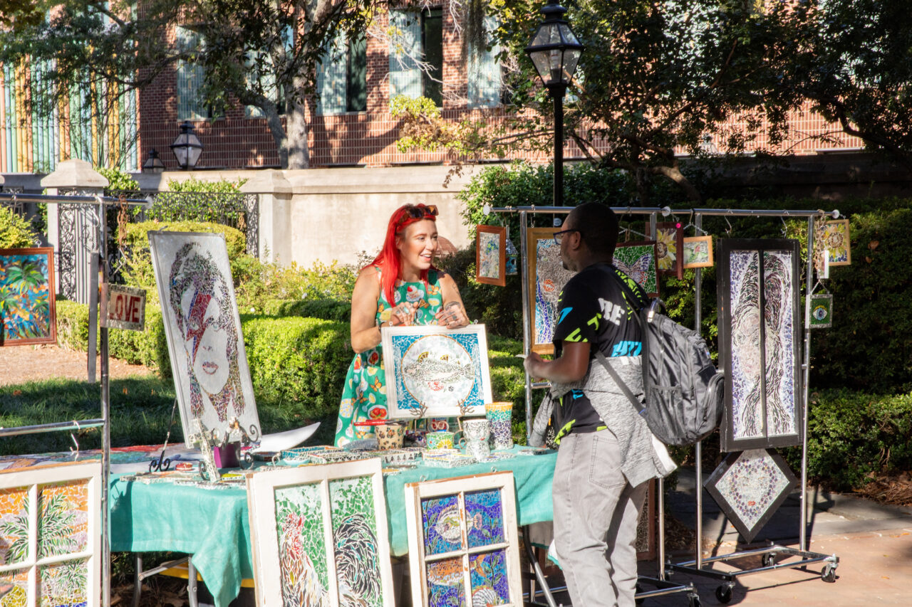 Halsey Art in Motion Parade featuring artist banners and local organizations and musicians.