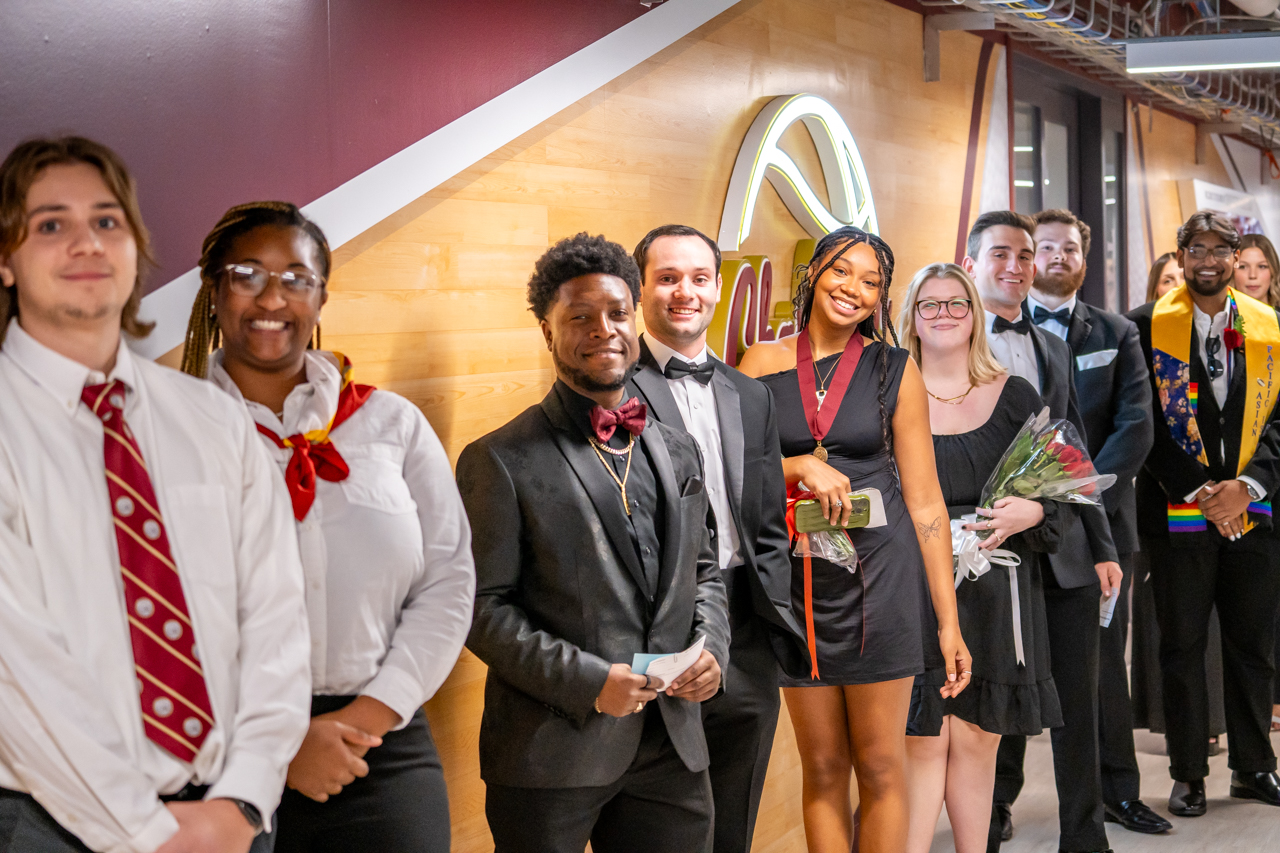 lining up for winter graduation at the College of Charleston