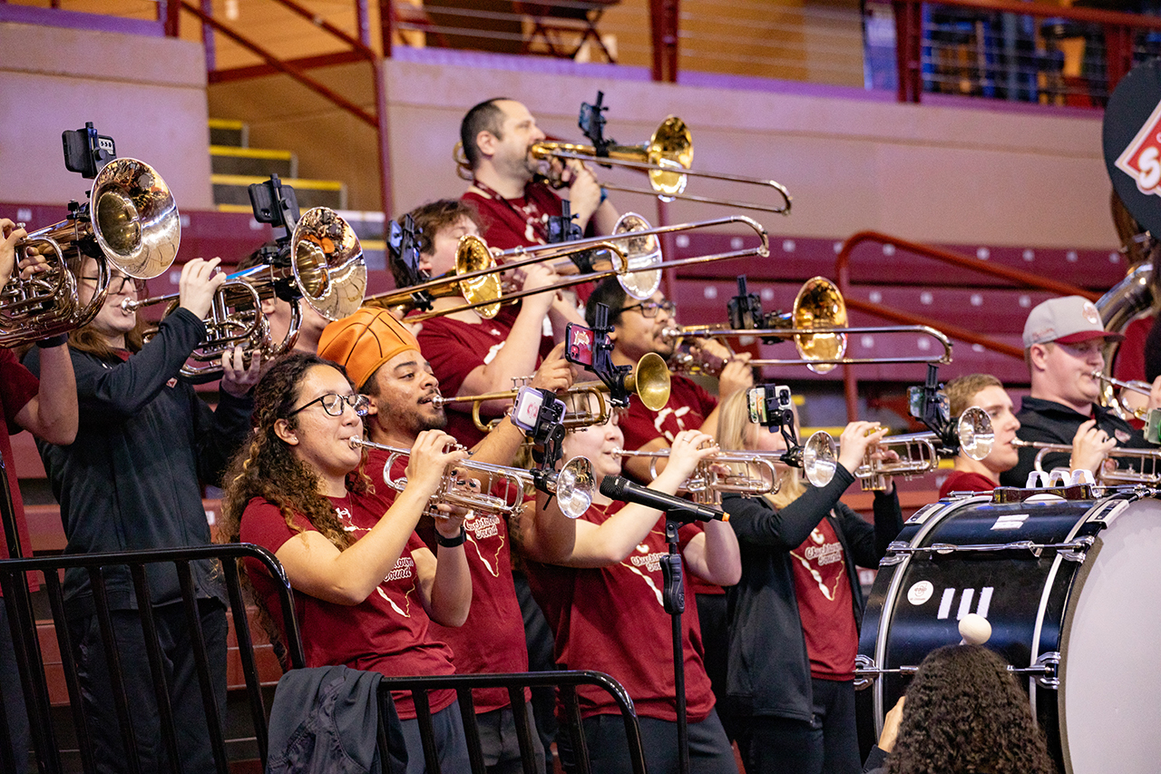 The Chucktown Sound, CofC's band team, perform at CofC women's basketball game vs. Monmouth.