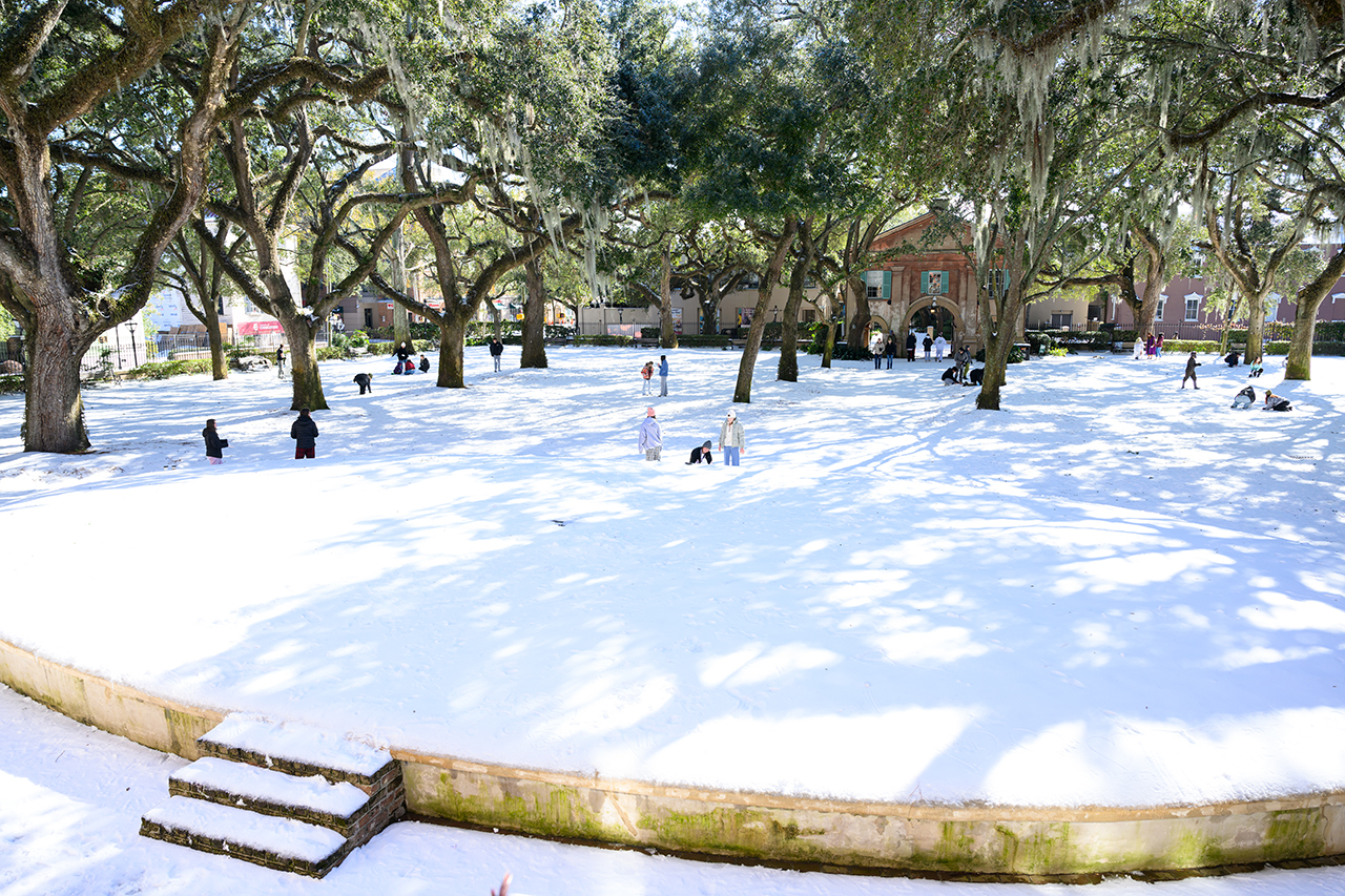 Snow in the Cistern Yard College of Charleston 