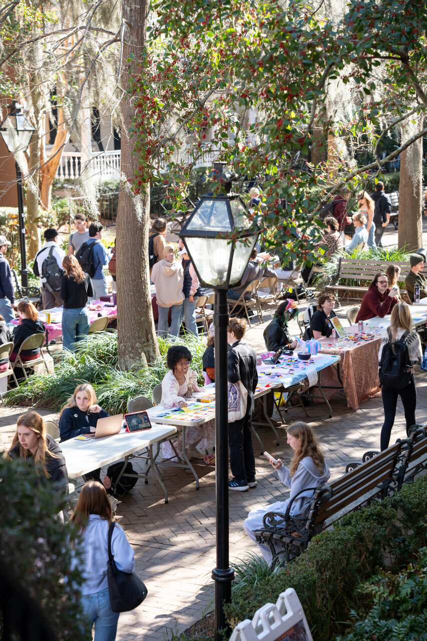 students gather in Cougar Mall for an organization fair 