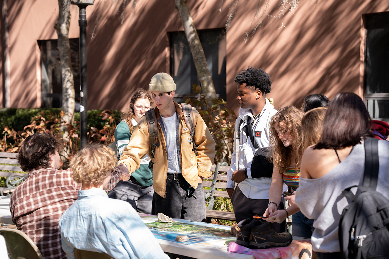 students gather in the Cougar Mall