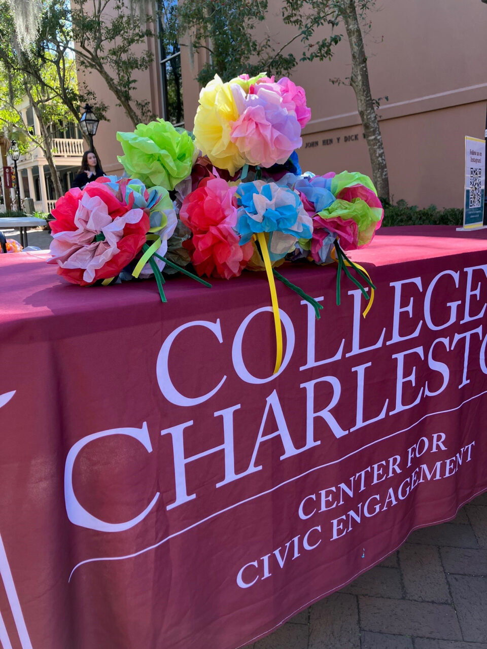 Students stopped by to make dozens of tissue flowers and assembled them into bouquets to share with Respite Care Charleston caregivers on National Caregivers Day