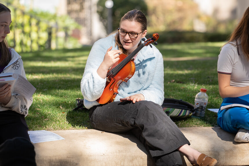 student with instrument