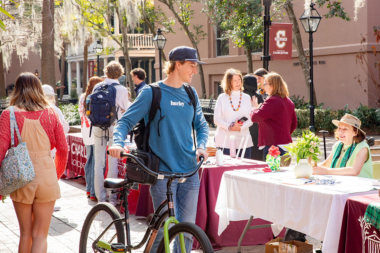 Students explore the study abroad fair in Cougar Mall.