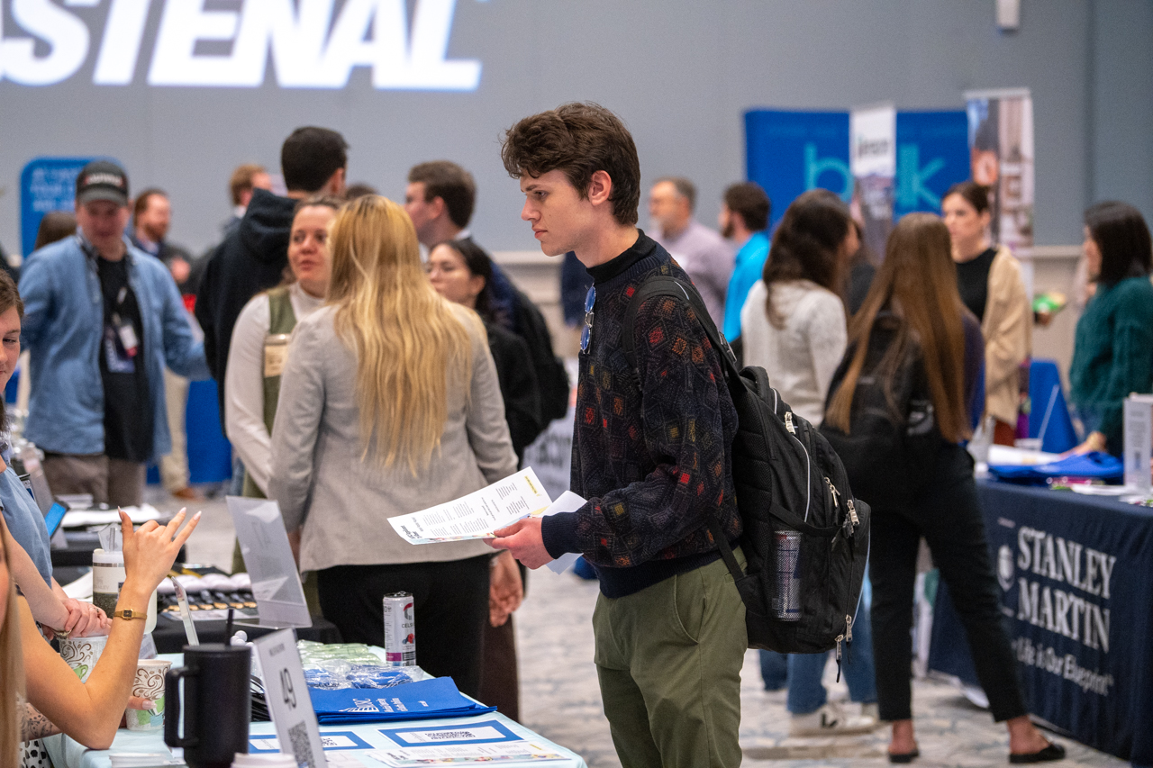 students attend the College of Charleston Career Expo in the Gillard Center 