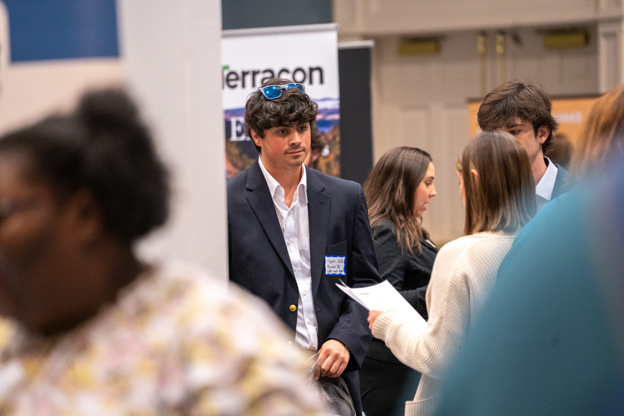 students attend the College of Charleston Career Expo in the Gillard Center 