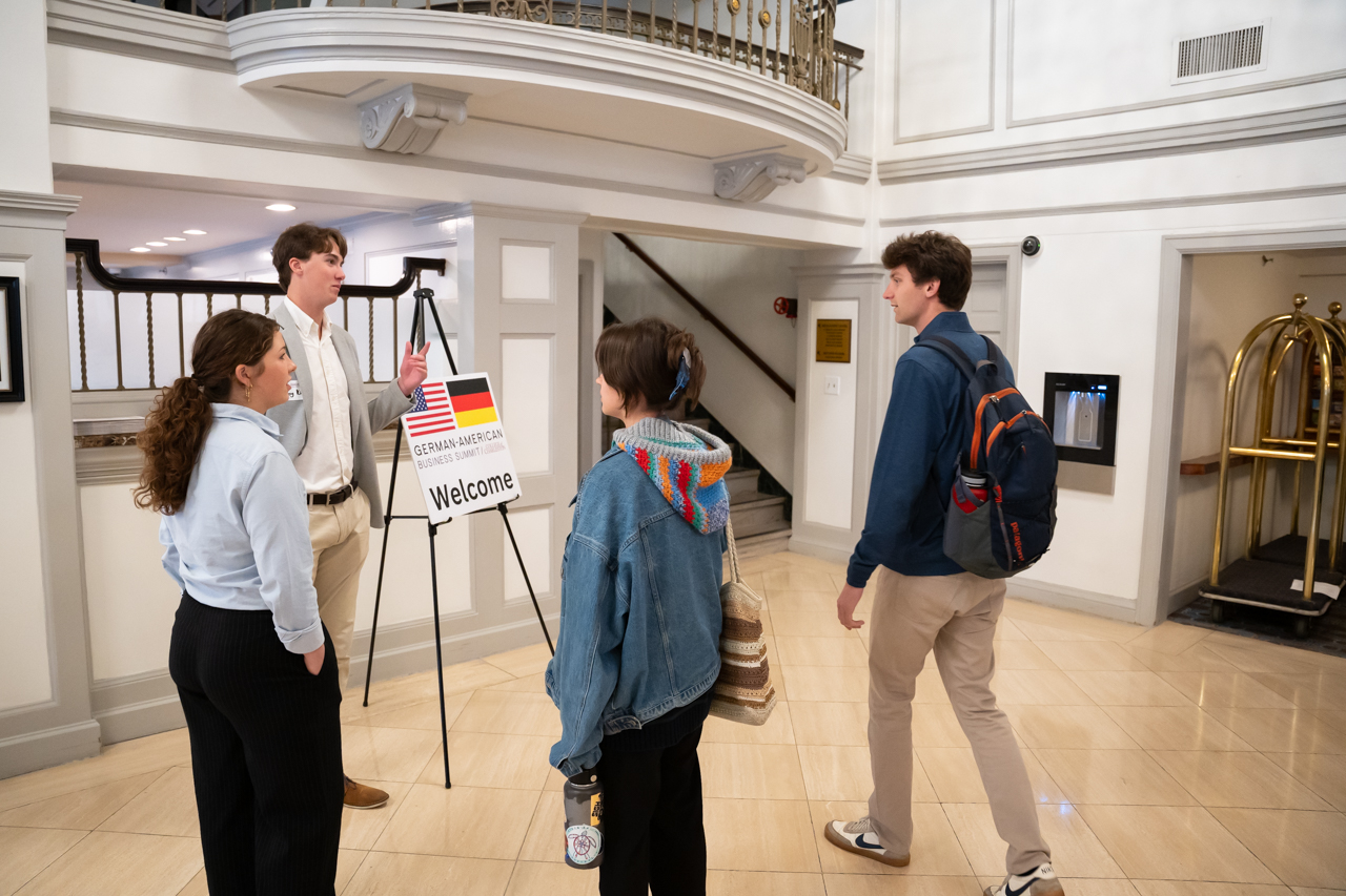 students participate in a networking event at the German-American Business Summit 