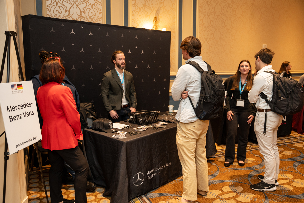 students participate in a networking event at the German-American Business Summit 