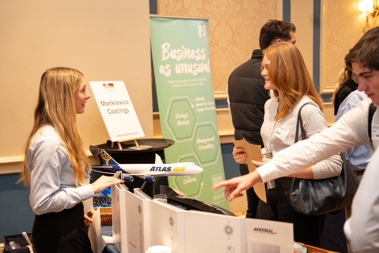 students participate in a networking event at the German-American Business Summit 