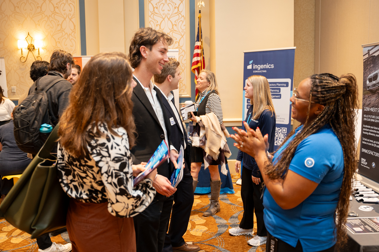 students participate in a networking event at the German-American Business Summit 