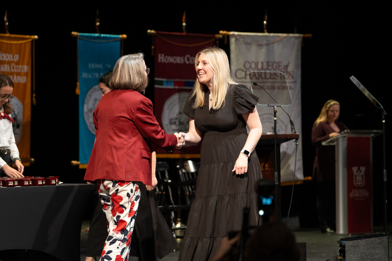 student receives ring before graduation at the Sottile Theater 